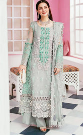 3-piece Unstitched Organza Embriodered and Sequence Hand Work Dress for Women's