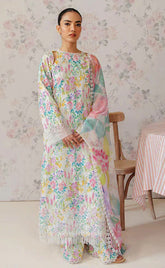 3-piece Unstitched Chikankari Lawn Embroidered Patch Work Dress for Women’s