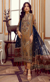 3-piece Unstitched Organza Embroidered Dress for Women’s (Women's Party Wear Clothing)