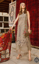 3-piece Unstitched Chikankari Embroidered Cotton Dress for Women’s