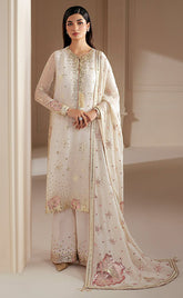 3-piece Unstitched Chiffon Fully Heavy Embroidery with Back Border for Women's