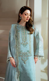 3-piece Unstitched Organza with Organza Dupatta Dress for Women’s (Hand Work)