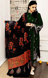 3-piece Unstitched Heavy Dhanak Embroidered Dress for Women’s (Women's Winter Clothing)