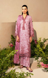 3-piece Unstitched Printed Lawn Embroidered Patch Work Dress for Women’s