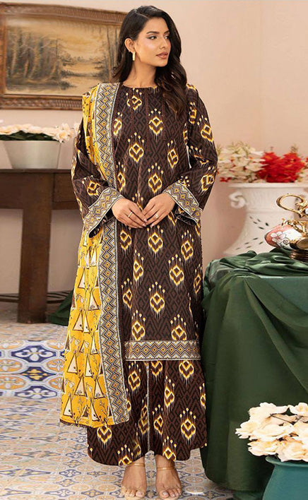 3-piece Unstitched Over All Printed Lawn Dress for Women’s