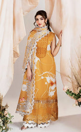 3-piece Unstitched Printed Lawn Embroidered Patch Work Dress for Women’s