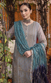 3-piece Unstitched Chiffon Embroidered Dress for Women’s (Women's Clothing)