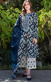 3-piece Unstitched Digital Printed Slub Khaddar with Heavy Patches Daman for Women’s (Women's Clothing)