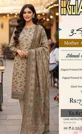 3-piece Unstitched Dhanak Embroidered Dress for Women’s (Dhanak Collection)