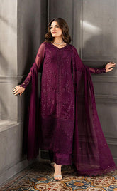 3-piece Unstitched Fully Heavy Chiffon Embroidered Dress for Women’s