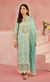 3-piece Unstitched Chikankari Lawn Embroidered Patch Work Dress for Women’s