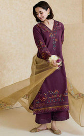 3-piece Unstitched Airjet Dhanak Embroidered Dress for Women’s