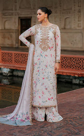 3-piece Unstitched Printed Lawn Embroidered Patch Work Dress for Women’s