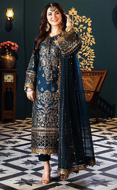 3-piece Unstitched Chiffon Embroidered & Sequence Wedding Dress for Women’s