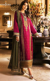 3-piece Unstitched Chiffon Embroidered & Sequence Wedding Dress for Women’s