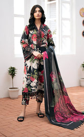 3-piece Unstitched Printed Lawn Embroidered Patch Work Dress for Women’s