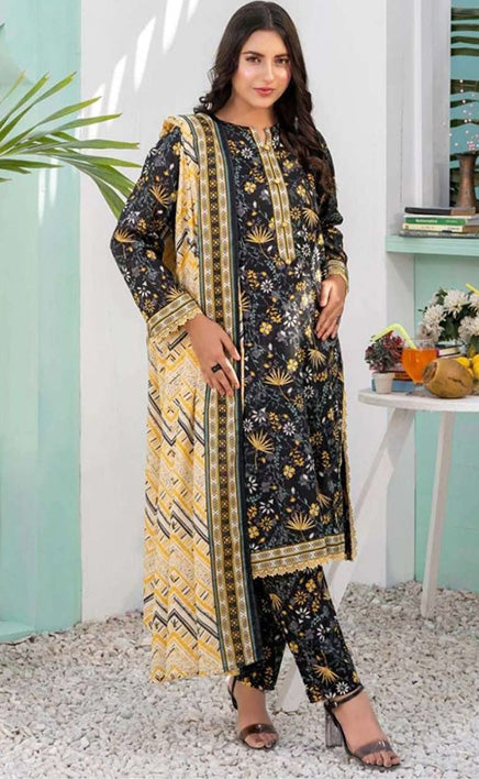 3-piece Unstitched Over All Printed Lawn Dress for Women’s