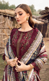 3-piece Unstitched Cotton Embroidered Patch Work Dress for Women’s