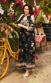 3-piece Unstitched Printed Lawn Embroidered Patch Work Dress for Women’s