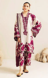 3-piece Unstitched Printed Lawn Embroidered Patch Work Dress for Women’s