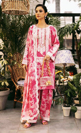 3-piece Unstitched Printed Lawn Embroidered Patch Work Dress for Women’s