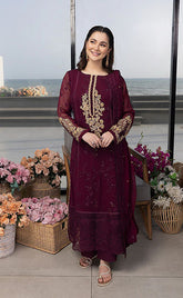 3-piece Unstitched Chiffon Embroidered Party Wear Dress for Women’s