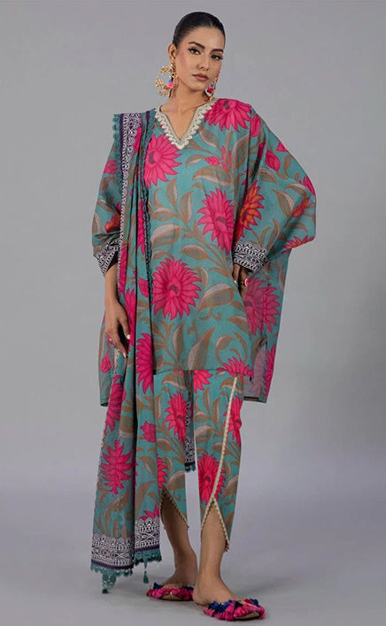 3-piece Unstitched Over All Printed Lawn Dress for Women’s