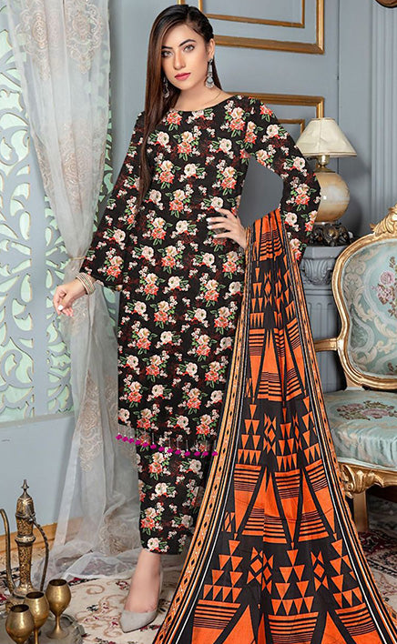 3-piece Unstitched Over All Printed Lawn Dress for Women’s
