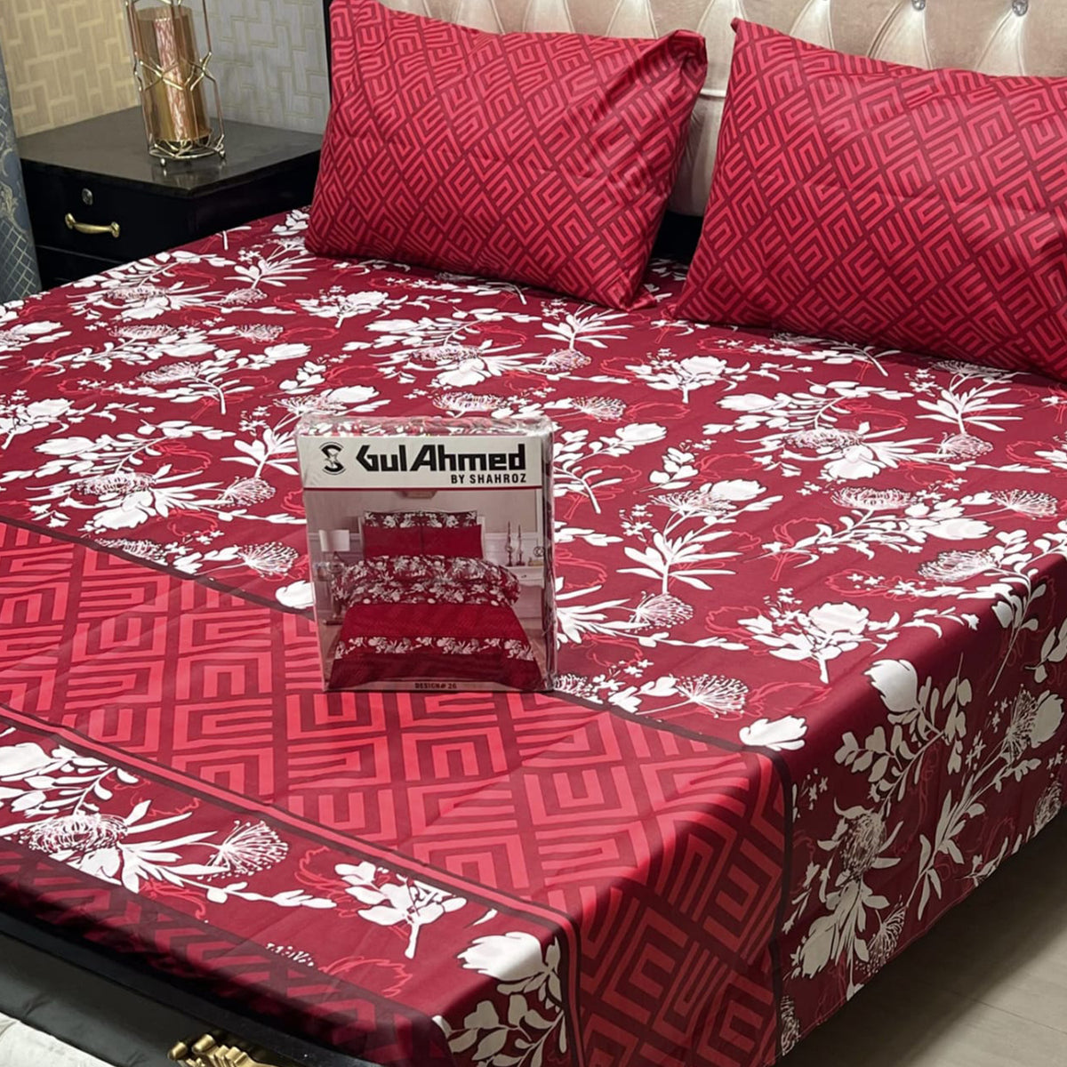 3-Piece Full Printed Cotton Mix Bedsheet - King