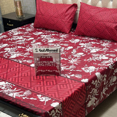 3-Piece Full Printed Cotton Mix Bedsheet - King
