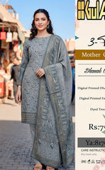 3-piece Unstitched Dhanak Embroidered Dress for Women’s (Dhanak Collection)