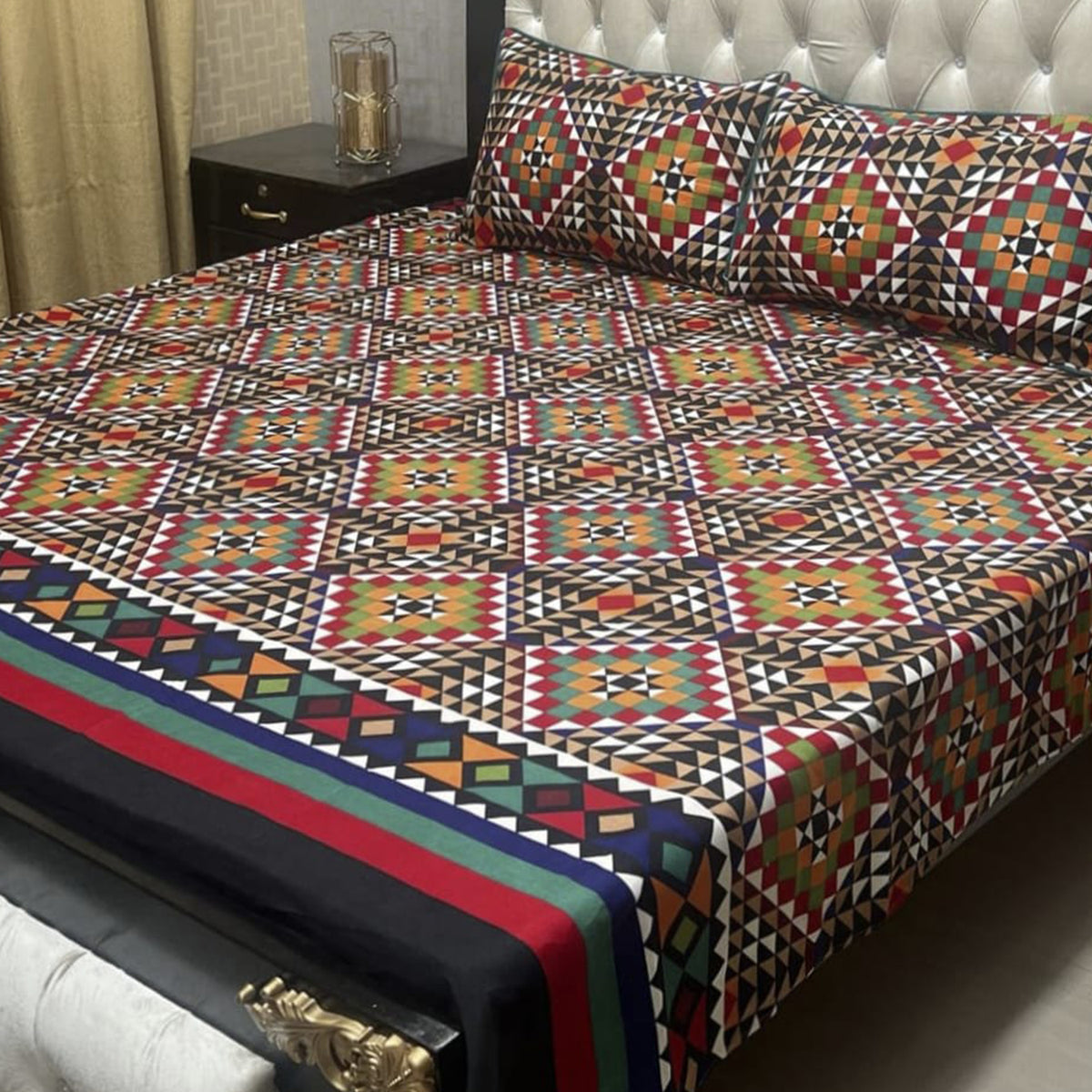 3-Piece Full Printed Cotton Bedsheet - King