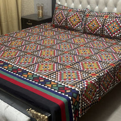 3-Piece Full Printed Cotton Bedsheet - King