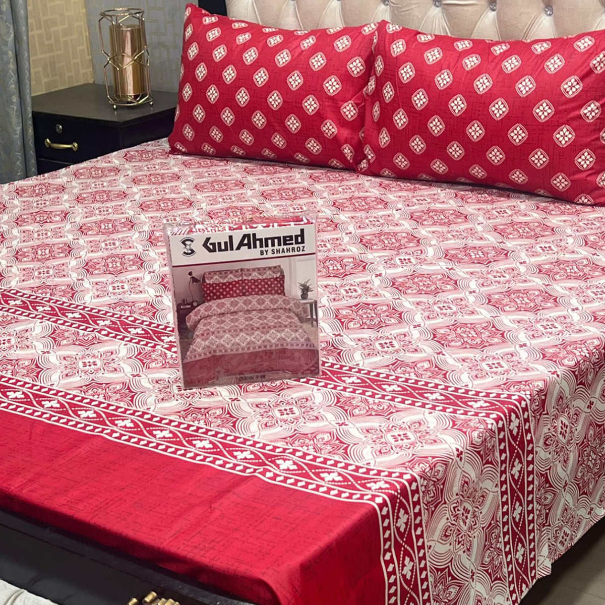 3-Piece Full Printed Cotton Mix Bedsheet - King