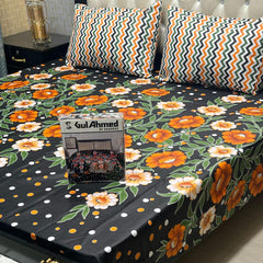 3-Piece Full Printed Cotton Mix Bedsheet - King