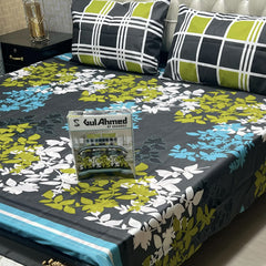 3-Piece Full Printed Cotton Mix Bedsheet - King