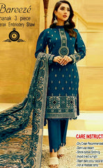 3-piece Unstitched Dhanak Embroidered Dress with Neck Patch for Women’s (Women's Winter Clothing)