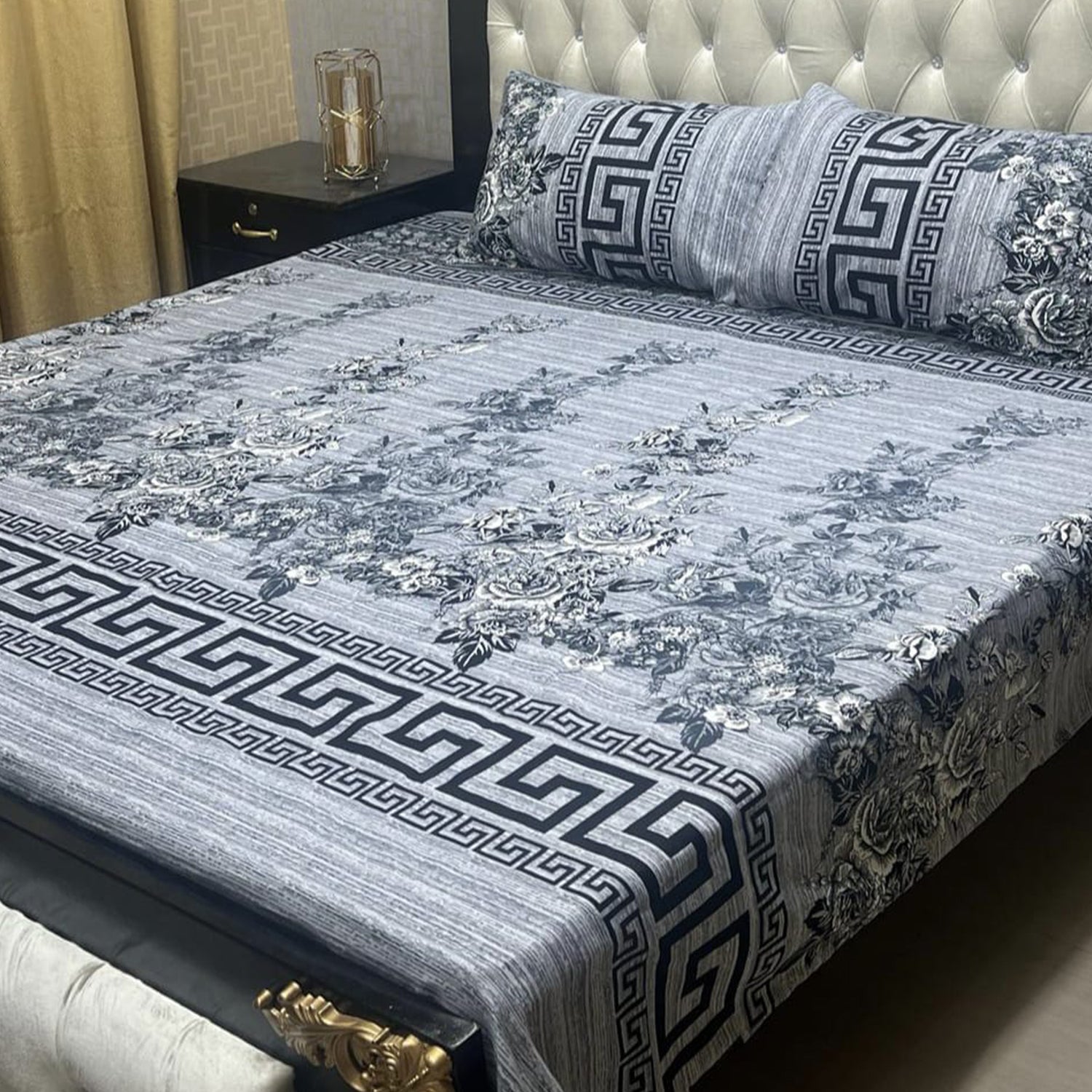 3-Piece Full Printed Cotton Bedsheet - King