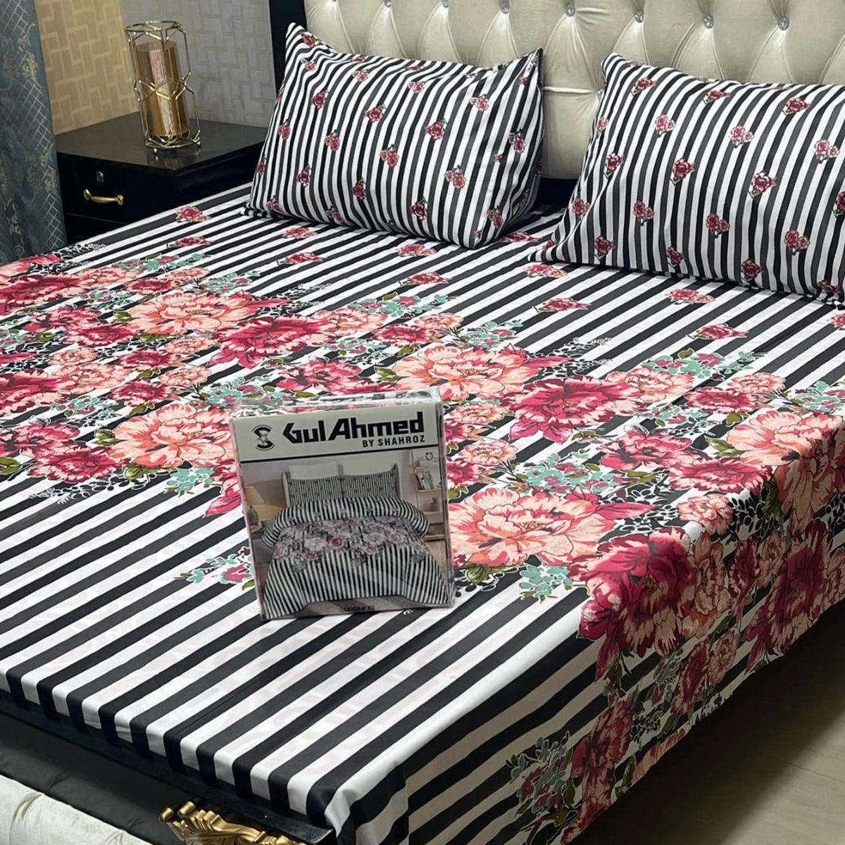 3-Piece Full Printed Cotton Mix Bedsheet - King
