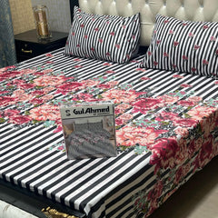 3-Piece Full Printed Cotton Mix Bedsheet - King