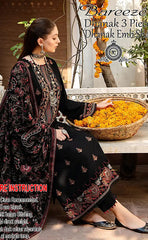 3-piece Unstitched Dhanak Embroidered Dress with Neck Patch for Women’s (Women's Winter Clothing)