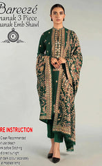 3-piece Unstitched Dhanak Embroidered Dress with Neck Patch for Women’s (Women's Winter Clothing)