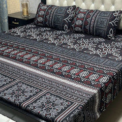 3-Piece Full Printed Cotton Bedsheet - King