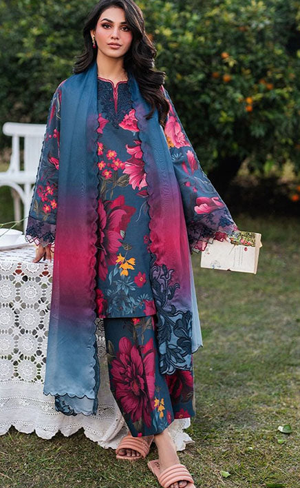 3-piece Unstitched Digital Printed Lawn Bana Dora Dress for Women’s