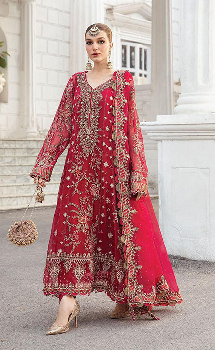 3-piece Unstitched Chiffon Embroidered and Sequence Party Wear Dress for Women’s