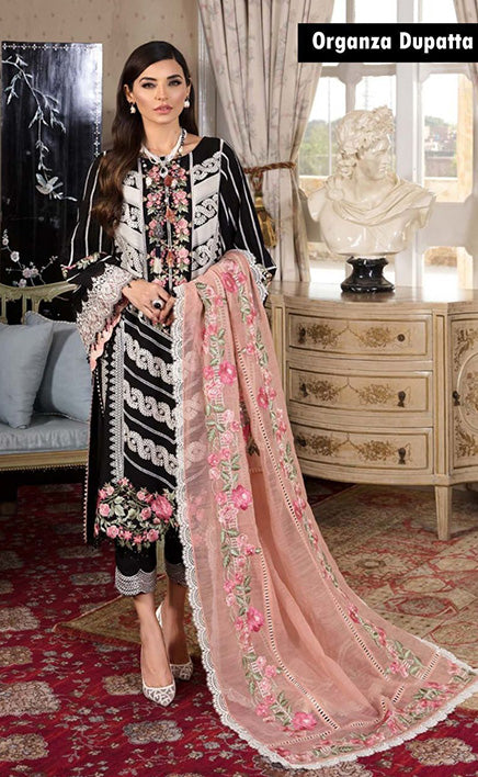 3-piece Unstitched Cotton Lawn Chikankari Embroidered Dress for Women’s
