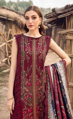 3-piece Unstitched Cotton Embroidered Patch Work Dress for Women’s