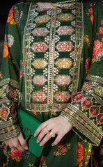 3-piece Unstitched Heavy Embroidery Silk Suit/Dress for Women’s (Most Demanding Edition)