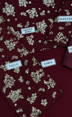 3-piece Unstitched Chiffon Embroidered Sequence Saree for Women's (Wedding Clothing)