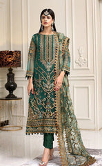 3-piece Unstitched Organza Embroidered Dress for Women’s (Women's Wedding Party Wear Collection)